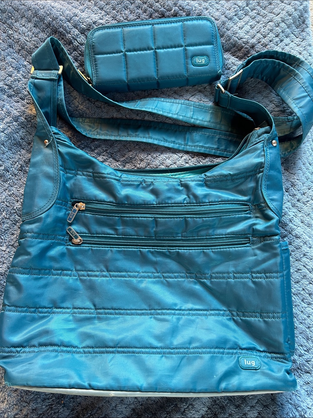 lug Teal Quilted Crossbody Bag with Matching Wallet